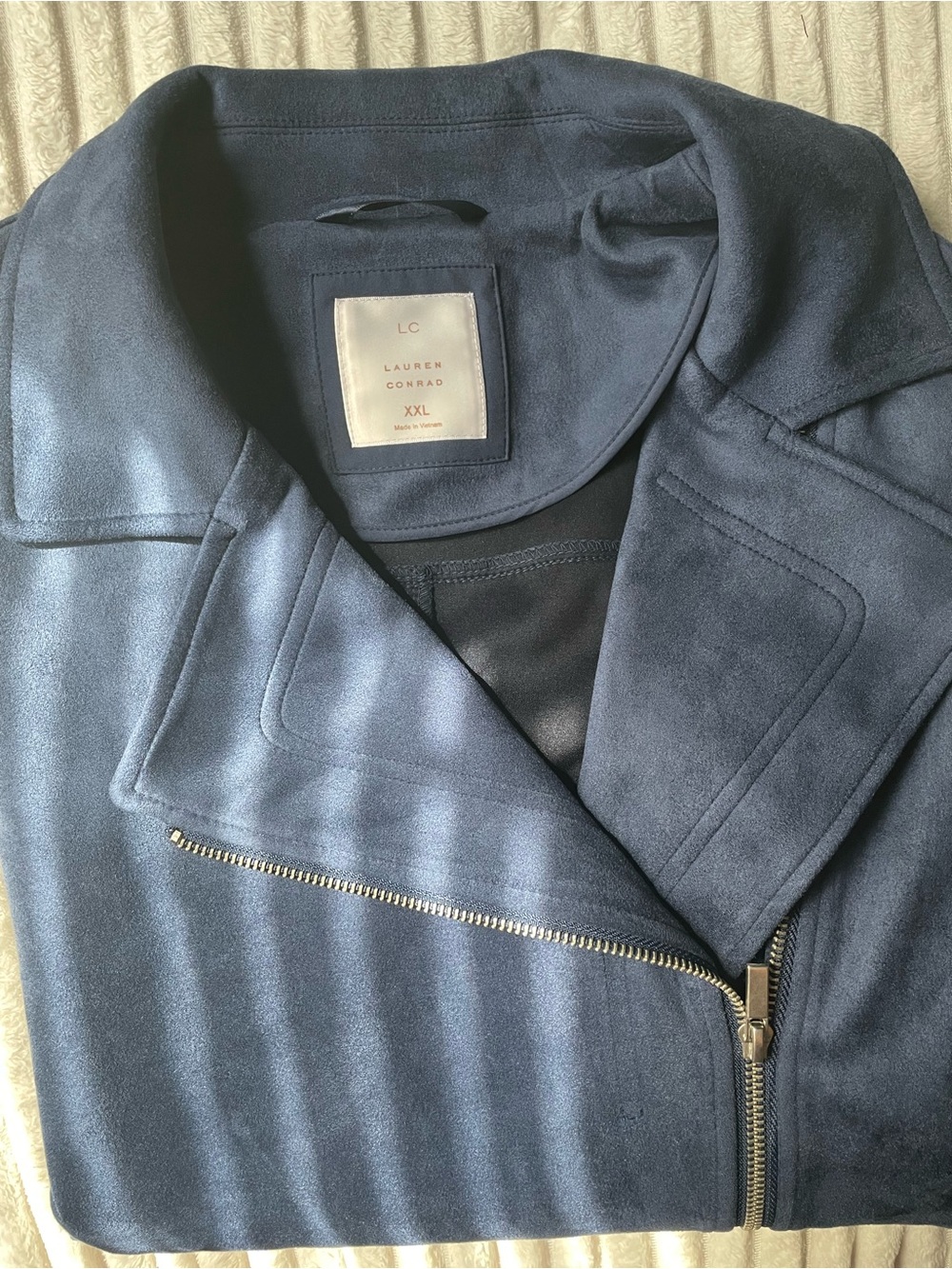 LC Lauren Conrad Navy Zip-Front Lightweight Shirt Jacket